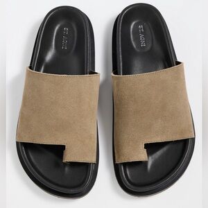 St. Agni Loe Suede Slides, 41